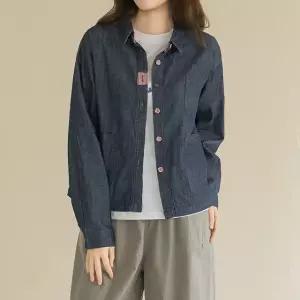 엄마옷 마담4060 [내추럴포엠]레드단추인디고셔츠 -QBL2604028-