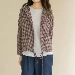 엄마옷 마담4060 [내추럴포엠]체크포켓후드셔츠 -QBL2604027-