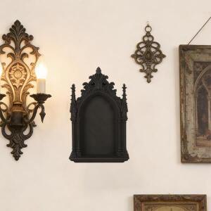 크로스보더 고딕 다크 스타일 교회 아치형 틈새 장식과 작은 천사 장식이  어두운 레트로 집 벽