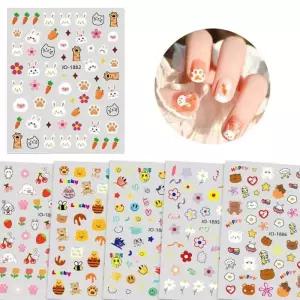 [에스에스_62]귀욤 플라워네일 꽃 케릭터 네일스티커 6종