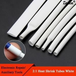 1~ 10m 2:1 열 수축 튜브 흰색 직경 0.6 80mm 와이어 케이블 수리 랩 슬리브 DIY 방수 폴리올레핀