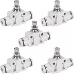 uxcell 공기 흐름 제어 밸브 인라인 속도 제어기 유니언 스트레이트 공압 커넥터 4mm 튜브 외경 5Pcs