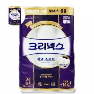 휴대용티슈 쿨샵 크리넥스 데코소프트 3겹화장지 도톰한 30롤