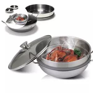 냄비 국내산 키친아트 인덕션겸용 통3중스텐 2단찜냄비28cm