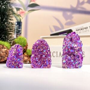 무작위 1PC 천연 자수정 컷 기본 클러스터 장식, 멋진 아우라 정동석 크리스탈, Diy 공예 및 가정 장식에