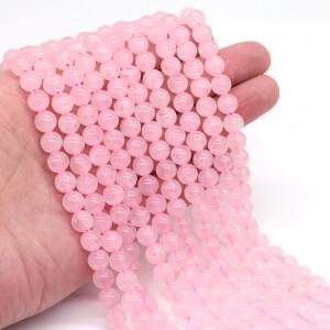 천연 핑크 스톤 로즈 쿼츠 라운드 의류 비즈 크리스탈 및 힐링 보석 DIY 제작 수제 공예