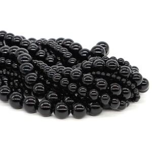 46 8 10 12 MM 천연 블랙 오닉스 라운드 루즈 스페이서 스톤 아게이트 크리스탈 보석 액세서리 DIY 주얼리