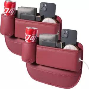 NYEONHRT 2팩 유니버설 핏 카시트 갭 필러 정리함 프리미엄 가죽 미끄럼 방지 카사이드 수납 휴대폰 열쇠