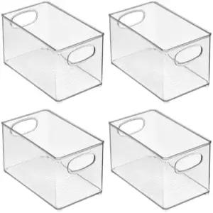 mDesign 플라스틱 가정용 옷장 정리함 - 손잡이가 달린 바구니 수납함 침실 욕실 캐비닛 선반 현관 복도용