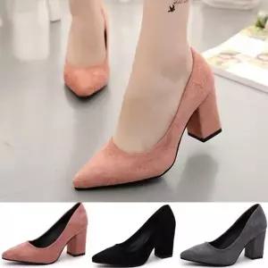 여성구두 스웨이드 펌프스 하이힐 통굽 8.0cm P206