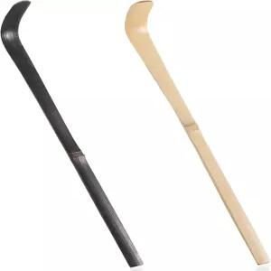 2개의 말차 스푼 대나무 스쿱 일본 다도 후크 그린 티 잎 스틱 향신료 커피 조미료를 위한 거품