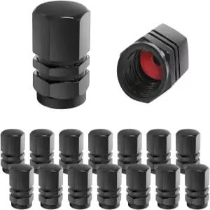 16 PCS 범용 타이어 밸브 스템 캡 자동차 자전거 오토바이 트럭용 방수 밀폐(블랙)