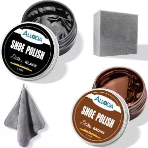 알로다 블랙 미드 브라운 슈 폴란드 키트 부츠 및 가죽 샤인 고밀도 스펀지 브러시 클리너 폴리쉬 타월