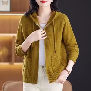손오반 여자 니트 빅사이즈 패션 점퍼 스웨터 항공 집업 야구 후드 코트 데일리룩 가디건 KUK3
