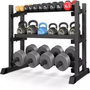 3단 덤벨 랙 1200파운드 용량 조절식 홈 체육관용 웨이트 케틀벨 및 플레이트용 헤비 듀티 스탠드 전용