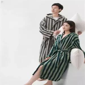 코튼 로브 고급 스트라이프 목욕 바스 체크격자 샤워 드레스 대폭 가운 원피스