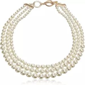 앤 클라인 여성용 골드 톤 블랑 진주 목걸이