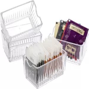 엘두 설탕 패킷 홀더 4개 세트 레스토랑용 아크릴 그릇 티백 정리용 감미료 보관함 카운터탑 커피 바용