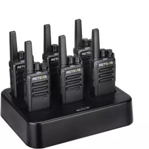 레테비스 RT68 워키 토키 충전식 휴대용 양방향 라디오 6팩 6방향 멀티 갱 충전기 헤비 듀티 핸즈프리