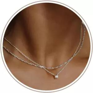 여성용 트레저 벤더 다인티 골드 목걸이 비타니시 레이어드 14k 다이아몬드 펜던트 참 도금 CZ 트렌디