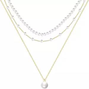 여성용 HERIER 골드 주얼리 세트 - 앙증맞은 14K 골드/실버 도금 진주 초커 목걸이 드롭 귀걸이 및 팔찌