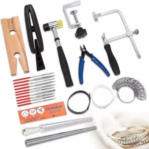뉴하이 주얼러스 도구 세트 13Pcs 링 제작 DIY 주얼리 위한 클램프 스틸 맨드릴 사이즈 고무 망치 포함