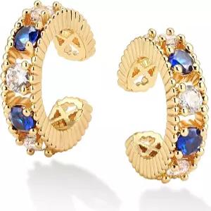 MEVECCO 골드 이어 커프 귀걸이 18K 도금 비 피어싱 연골 클립 랩 후프 작은 청키 블러드 두꺼운 심플