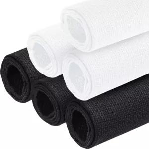 6PCS 다 천 14 카운트 블랙 크로스 스티치 원단 3피스 백 면 자수 바느질용 14카운트 공예 자수용