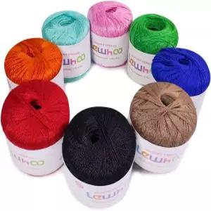 르후 코바늘 뜨개질 실 사이즈 10 머서라이즈드 면 레이스 세트 손 뜨개질용 진주 50g 볼 8개