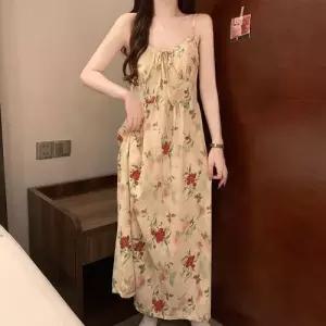 면 캐주얼 하계 편안한 파자마 롱스커트 프렌치 MN 잠옷세트 나시 사각 슬립 커플 OOTD2