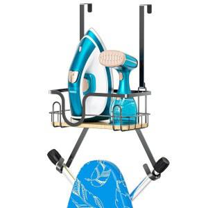 자일리멘 다림질 보드 홀더 벽걸이, 수납 바구니가 있는 문 걸이 위, 호텔 객실용 다리미 홀더, 가정용 세탁실, 유틸리티 룸, 옷장, 블랙