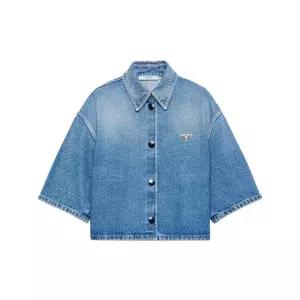 FW25 여성 크롭 데님 셔츠 GFC061 16PK F0V3N