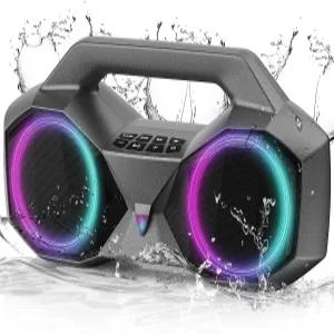 KMAG 블루투스 스피커 무선 80W 라우드 더 깊은 베이스 IPX7 방수 20H 플레이타임 쿨 라이트 TWS 가정용