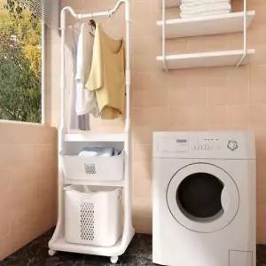 수건바구니 이동식 행거 트롤리 빨래 바구니 욕실 다용도실 2단