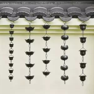 처마 레인 체인 장식 야외 행잉 사찰 일본식 연꽃 사원 빗물 구리 인테리어 모빌 빗물길