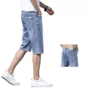 남성 바지 청 여름 캐주얼 반바지 청반바지 트렌드 스판 얇은 일자 워싱 하의 5부 OP2
