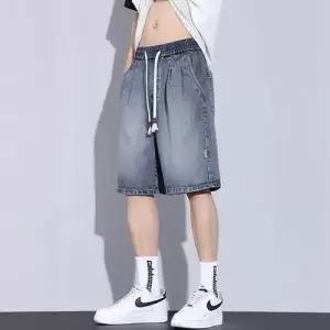 남성 데님 여름 캐주얼 일자 슬림핏 중바지 청반바지 반바지 5부 OP2