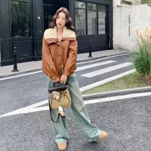 헐크 여친 여성용 재킷 가죽 호박기모피코트 KKE1