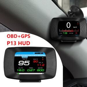 HD P10 OBD2 GPS 자동차 헤드 업 디스플레이 디지털 속도계 RPM 전압 알람이있는 온보드 컴퓨터