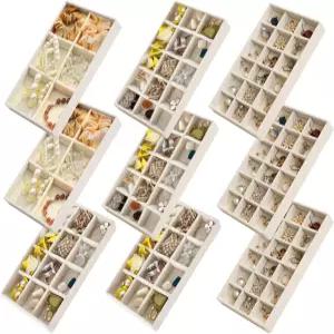 서랍용 스파카운 주얼리 정리함 9종 세트 벨벳 트레이 스택형 디스플레이 분할 귀걸이 보관 용기 베이지