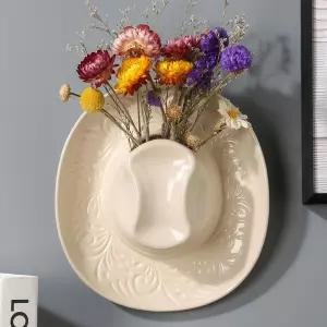 실내 식물을 위한 벽걸이 화분 욕실 거실 사무실 가정 장식을 세라믹 카우보이 벽 꽃병.7.9 x 7.2 2.4IN