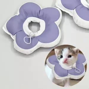 꽃피는 강아지 고양이 쿠션 넥카라 퍼플 S