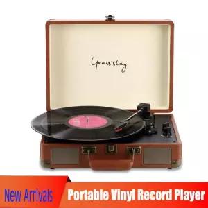 빈티지 휴대용 핸드헬드 비닐 레코드 플레이어 턴테이블 3단 속도 조절 가능 루비 스타일러스 블루투스 5.0