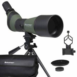 [미국배송] CELESTRON 52329 랜드스카우트 80MM 각도 스포팅 스코프 고무 장갑 완전 코팅 광학 20 U2013 60배 줌 접안렌즈 테이블탑 삼각대 및 스마트폰 어댑터 그린