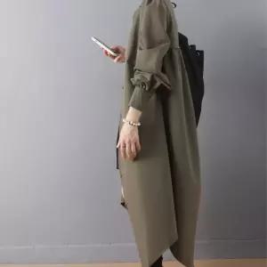 여사친 원피스 가을 긴팔 레이어드 언발 얇은 정장 트렌치 패션 퍼프 CH3