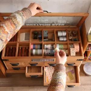 원목 바느질함 반짓고리 레트로 수납 빈티지 서랍 가정용