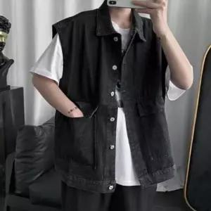 블랙 연청 남자 외투 외출 가을 패션 빅포켓 조끼