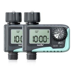 레인포인트 스프링클러 타이머 정원 호스용 프로그래머블 야외 시스템으로 소커 타이밍된 관개 워터 디지털 급수 야드 2팩용 지연 자동 호스 잔디밭 수동 빗물 시간