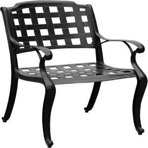 오클랜드 리빙 모던 아웃도어 메시 캐스트 알루미늄 블랙 파티오 다이닝 의자