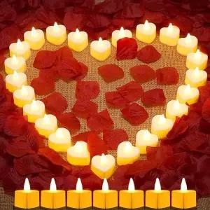 LED초 심장 양초 Led 조명 LED Tealight Flameless 촛불 발렌타인데이 파티 결혼식 밤